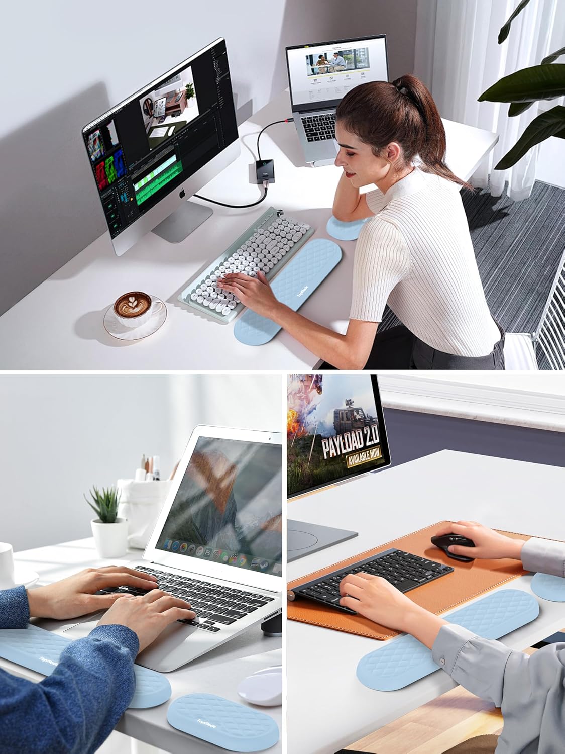 TopMade Keyboard Wrist Rest, Cooling Gel & Upgrade Soft Memory Foam Design Wrist Support for Keyboard, Full-Size Keyboard Hand Rest Pad, Ergonomic Palm Rest for for Long Hours of Work, Gaming, Black