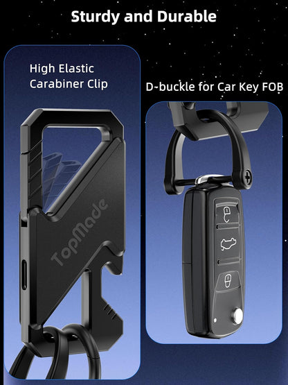 Keychain, Works with Apple Find My, Heavy Duty Key Chains Carabiner Bottle Opener, Car Key Finder with GPS Tracker, Rechargeable Bluetooth Key FinderTracker for Luggage, Bags, Backpack etc, Black