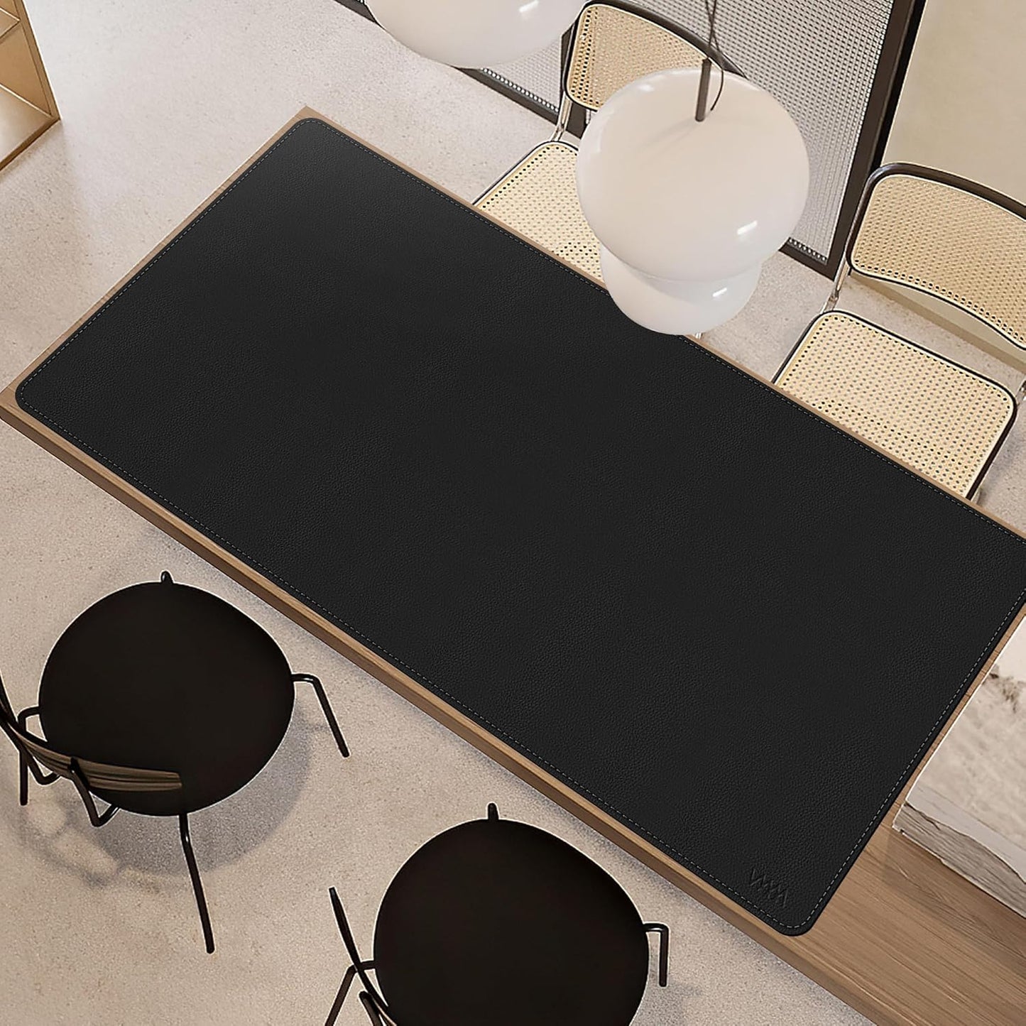 Vyaaa PU Leather & Cork Desk Mat, 39.4"x15.7" Dual Sided Computer Desk mat, Waterproof Large Mouse Pad, Non-Slip Office Desk pad, Office Desk Protector for Work/Gaming/Home (Black)