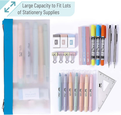Mr. Pen- Clear Pencil Pouch, 8.50"x4.25", 3 Pack, Durable TPU Material, Medium Water-Resistant Pencil Bags with Smooth Zipper, Multipurpose Clear Pouch for Stationery, School, Office, Travel Supplies