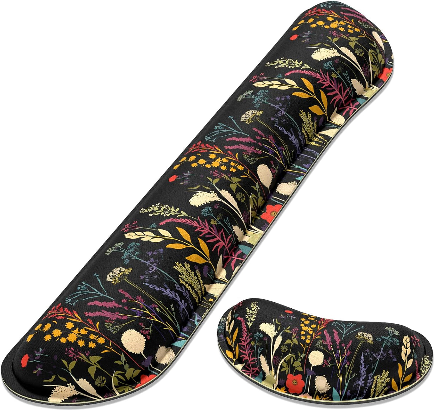 Dapesuom Enlarge Keyboard Wrist Rest, Memory Foam Wrist Cushion for Desk Mat Support, Cute Pain Relief Keyboard Mouse Pad Rests Set with Non-Slip Base for Gaming Laptop Office Computer, Elegant Flower