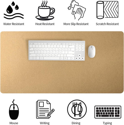 Bloss Leather Desk Pad and Keyboard Wrist Rest, Large Mouse Pad + Keyboard Pad+Mouse Wrist Support, Non-Slip Desk Mat Protector for Office, Home(31.5×15.7 Inches,Beige) - Colors B