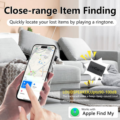 Wallet Tracker (Both iOS and Android) IP68 Bluetooth Smart Finder Card GPS Tracker for Bags Passport Works with Apple Find My (Apple MFi Certified) & Google Find My Device - 5 Year Battery Life