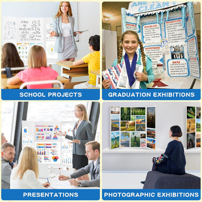 VinTS 8 PCS 36" x 48" Trifold Poster Board White Trifold Foldable Display Poster Board for School Projects, Science Fair,Graduation Exhibitions