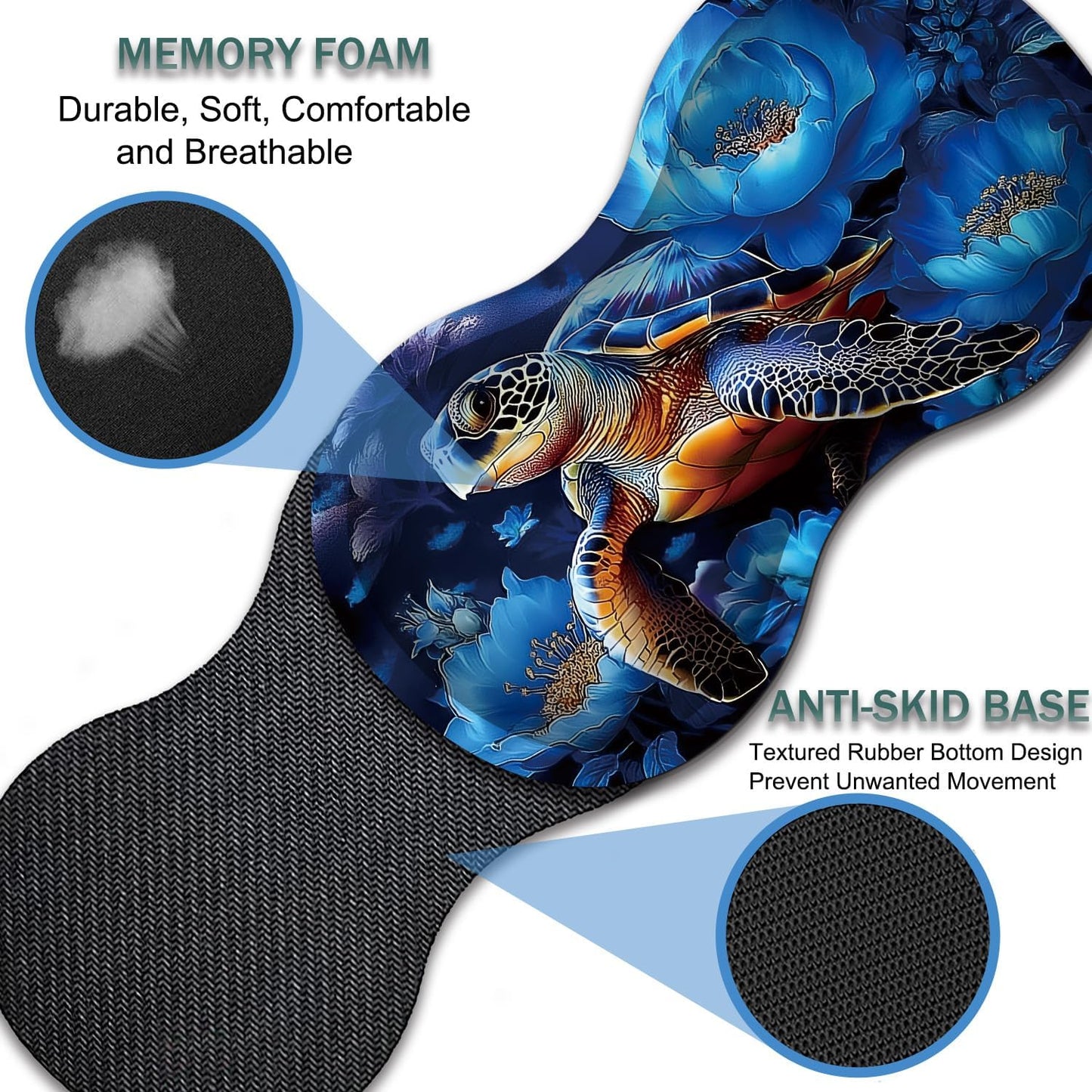 Mouse Wrist Rest and Keyboard Wrist Rest Pad Set, Non-Slip Rubber Base Smooth Surface Ergonomic Gaming Mouse Pad for Easy Typing and Pain Relief, Antique Blue Wood Grain Dog Paw + Coaster