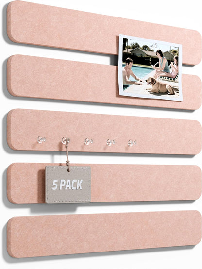 Fluxynara Cork Board Alternative Felt Strip Board 8-Pack 13"x2", Office Pin Board with 50 Push Pins, Adhesive Install for Bedroom Door & Home Office(Linen Dusk)