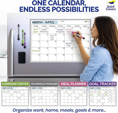 Magnetic Weekly Planner for Fridge - 17x12” Stain-Resistant Dry Erase Whiteboard Fridge Calendar with Large Writing Space for Schedules, Chores & Meals - Includes 4 Markers & Eraser