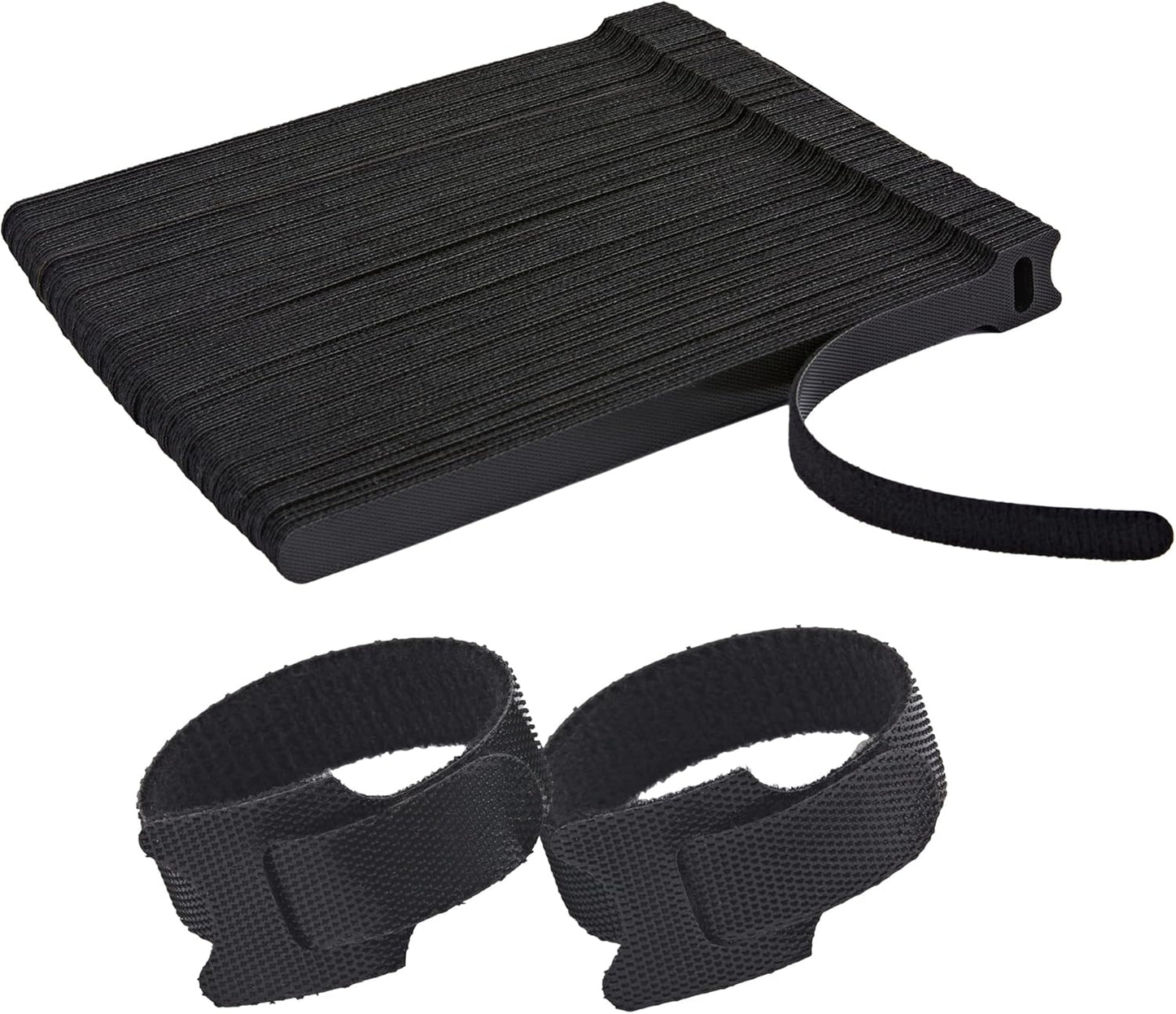 12 Inch Black Cable Ties 50 PCS Reusable Fastening Cable Straps Adjustable Hook & Loop Organizer Straps Cords Management for Home, Office and Data Centers
