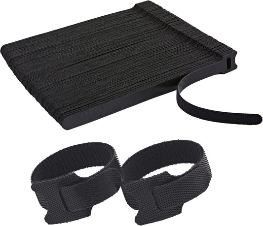 12 Inch Black Cable Ties 50 PCS Reusable Fastening Cable Straps Adjustable Hook & Loop Organizer Straps Cords Management for Home, Office and Data Centers