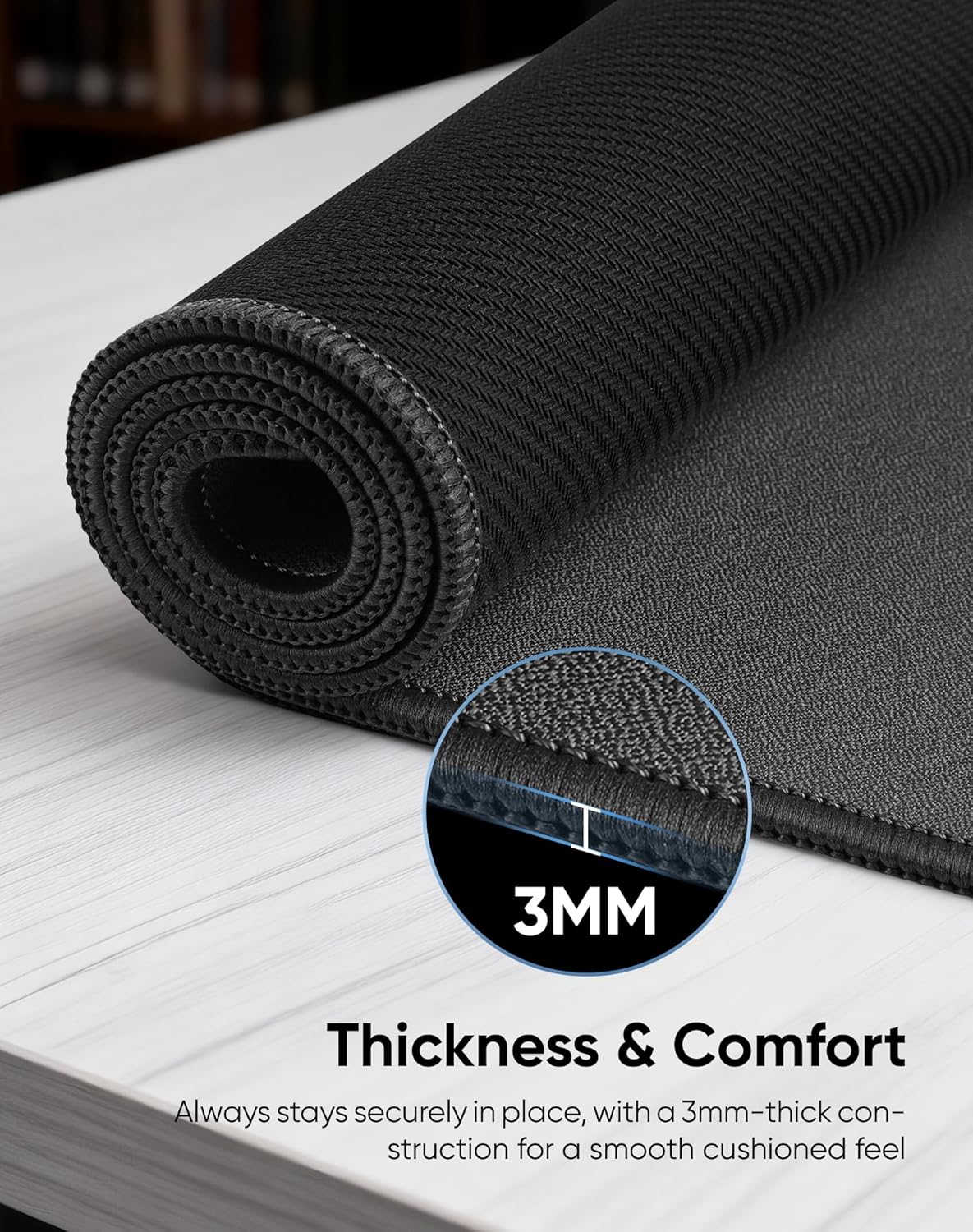 Reniteco Waterproof Large Gaming Mouse Pad with Durable Stitched Edges, Non-Slip Rubber Base, Grainy Jacquard Mouse Mat Desk Pad for Home Office Gaming, 31.5''x11.8''x0.12'', Matte Beige