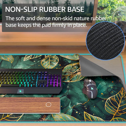 KTRIO Large Gaming Mouse Pad Desk Mat, Superior Micro-Weave Cloth for Precise Mouse Control, Non-Slip Rubber Base, Stitched Edges, Water-Resistant, for Gamer, Office & Home, 31.5" x 11.8" inches