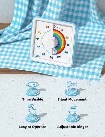 LIORQUE 60 Minute Visual Timer for Kids, Visual Countdown Timer for Classroom Office Kitchen with 'Space Ship' Pattern Design, Pomodoro Timer with Silent Operation (Batteries Included)