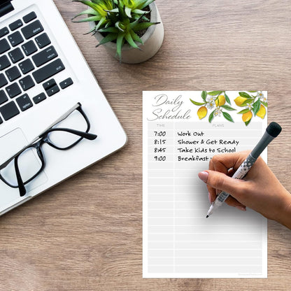 Dry Erase Daily Schedule Planner Sticker Decal by Glassboard Studio | Removable & Reusable | Magnetic Fine-Tip Marker Included (9 x 12 inches, White)