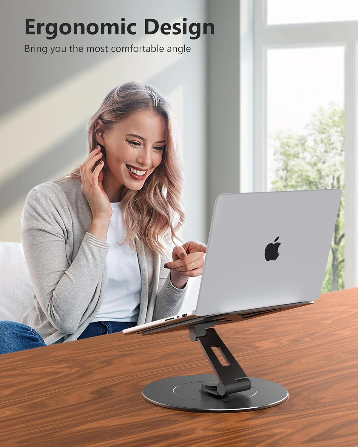 LOXP Adjustable Laptop Stand for Desk, Metal Foldable Laptop Riser Holder, Portable Ventilated Cooling Desk Book Shelf, Ergonomic Computer Notebook Stand Compatible with 10-15.6" Laptops