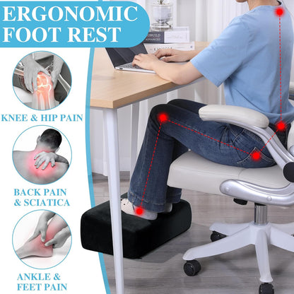 ROYALAY Adjustable Foot Rest Under Desk for Office, High-Density Foam Foot Rest with 3 Adjustable Heights, Ergonomic Footrest with Washable Cover for Home, Airplane, Travel(17 * 11 * 17in, Gray)