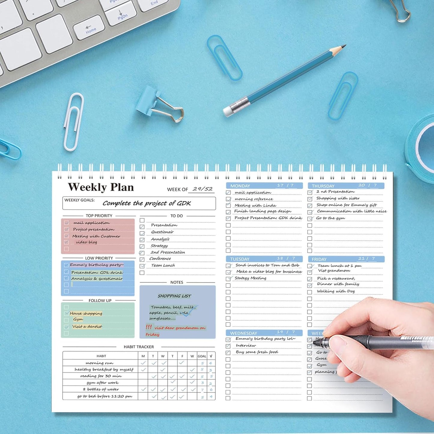 Ymumuda Weekly To Do List Notepad - Daily To Do List Undated 52 - Week Sheets, 8.5x11" Weekly Goal Notebook, Habit Tracker Journal, Excellent for Student School Work Personal Productivity Organizer