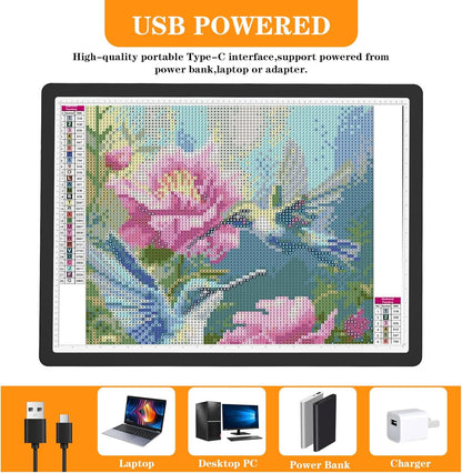 Phylosal Magnetic A3 Light Pad with Bag, Super Bright Light Box with Side Button, Diamond Art Light Board, Lightbox for Tracing and Drawing, USB Power Light Table for Sketching, Weeding Vinyl (White)