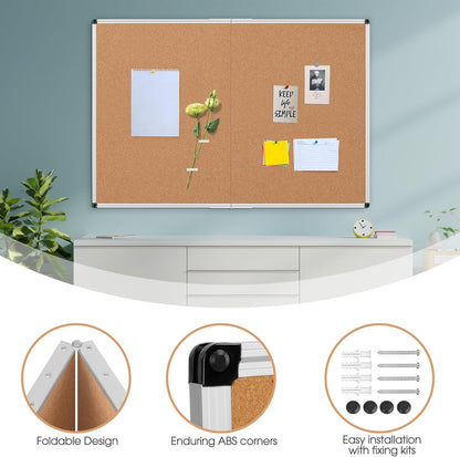 Bulletin Board 36 x 48, Silver Aluminium Framed 4x3 Large Wall Mounted Cork Office Notice Pin Board