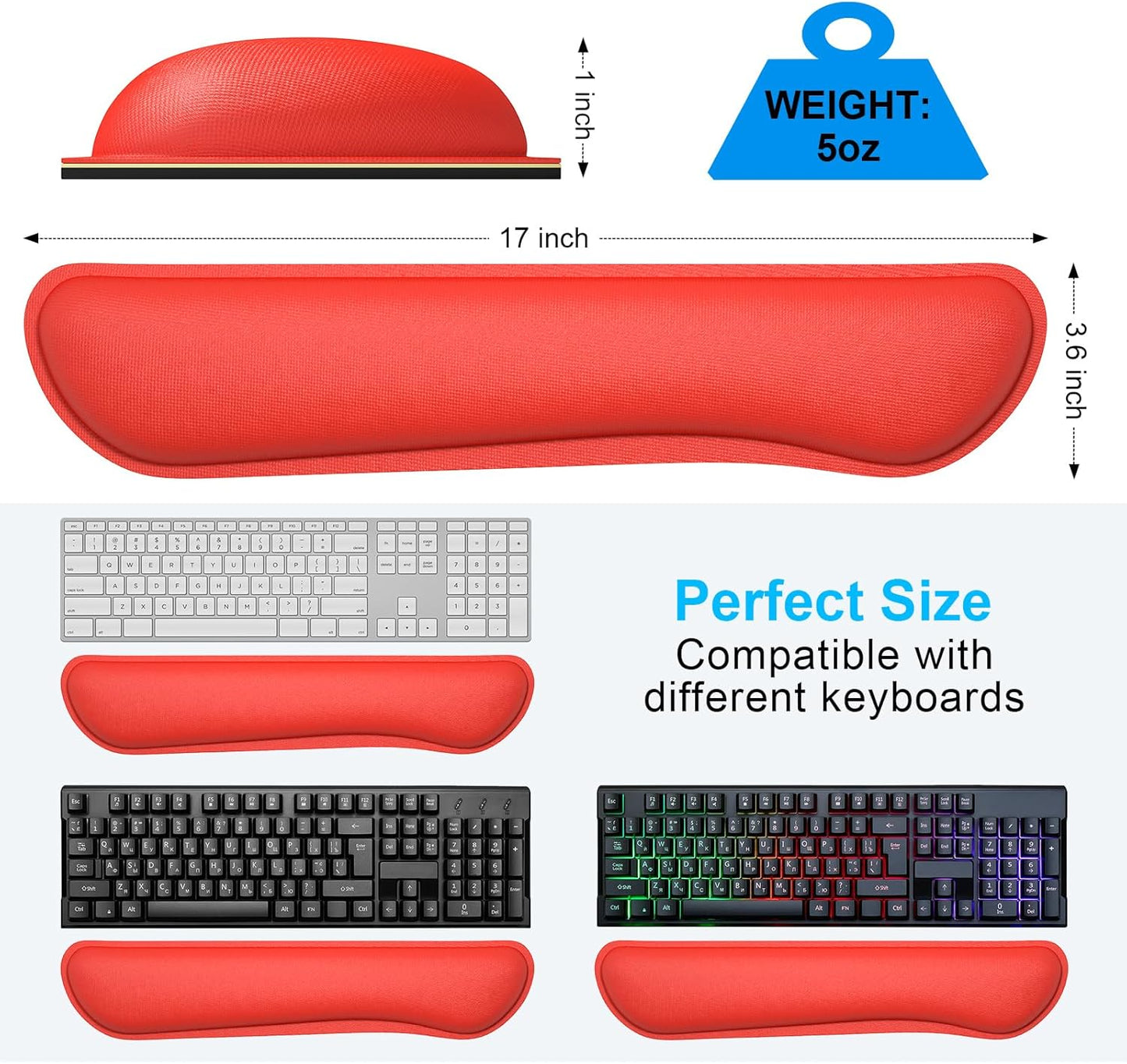 Dapesuom Enlarge Keyboard Wrist Rest, Memory Foam Keyboard Wrist Cushion for Computer Desk Mats Support, Pain Relief Ergonomic Mouse Pad Rests with Non-Slip Base for Gaming, Laptop, Radiant Orchid