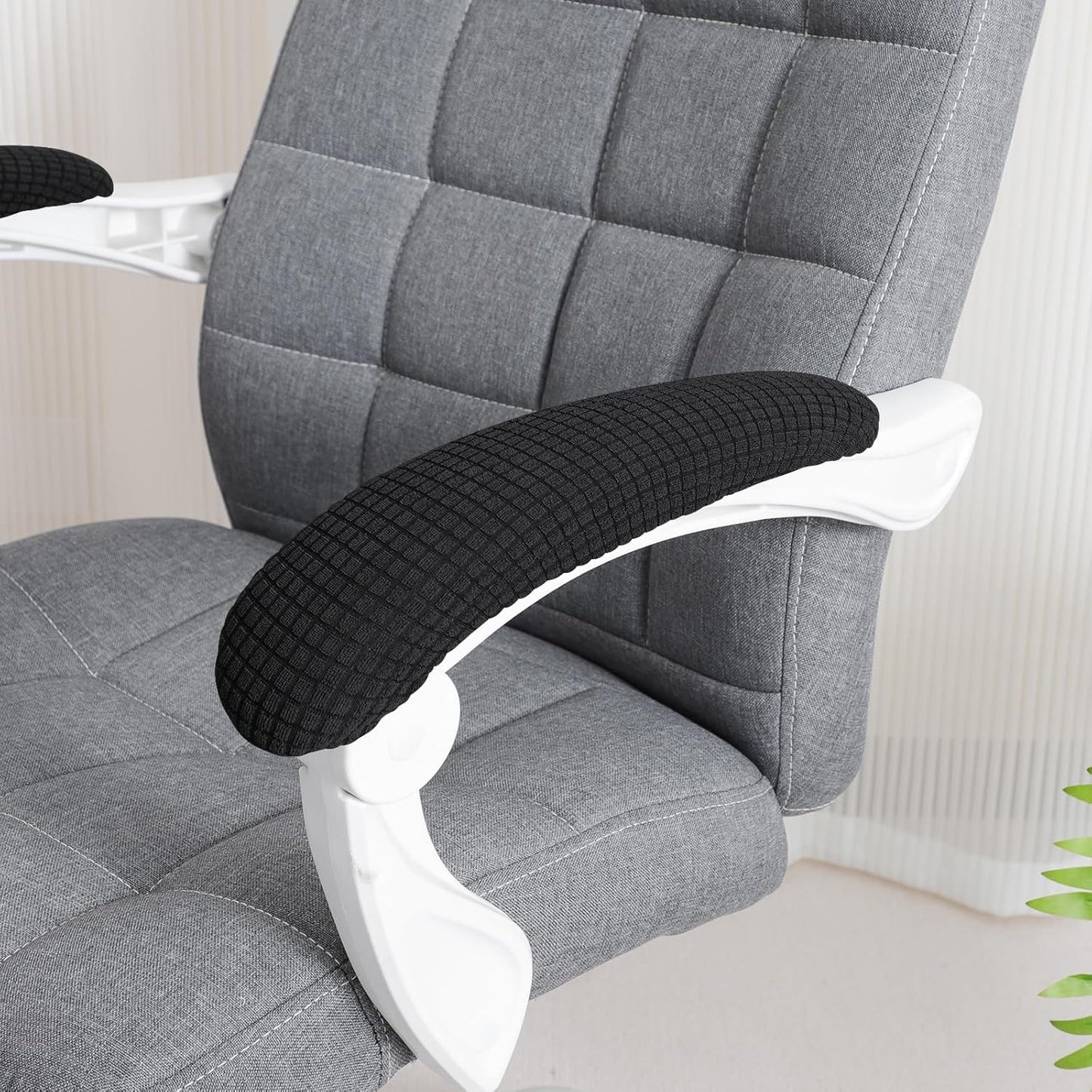 FORCHEER Office Chair Armrest Covers 12-15 Inch Velvet Elastic Black Arm Rest Covers for Desk Computer Chairs Washable