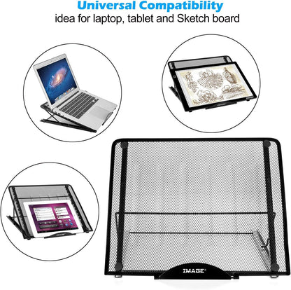 IMAGE Laptop Stand, A3 Large Version Foldable Portable Ventilated Desktop Laptop Stand Holder, Adjustable 12 Angle Points Stand, Compatible with 10" ~ 17" Notebooks, LED Light Box Pad