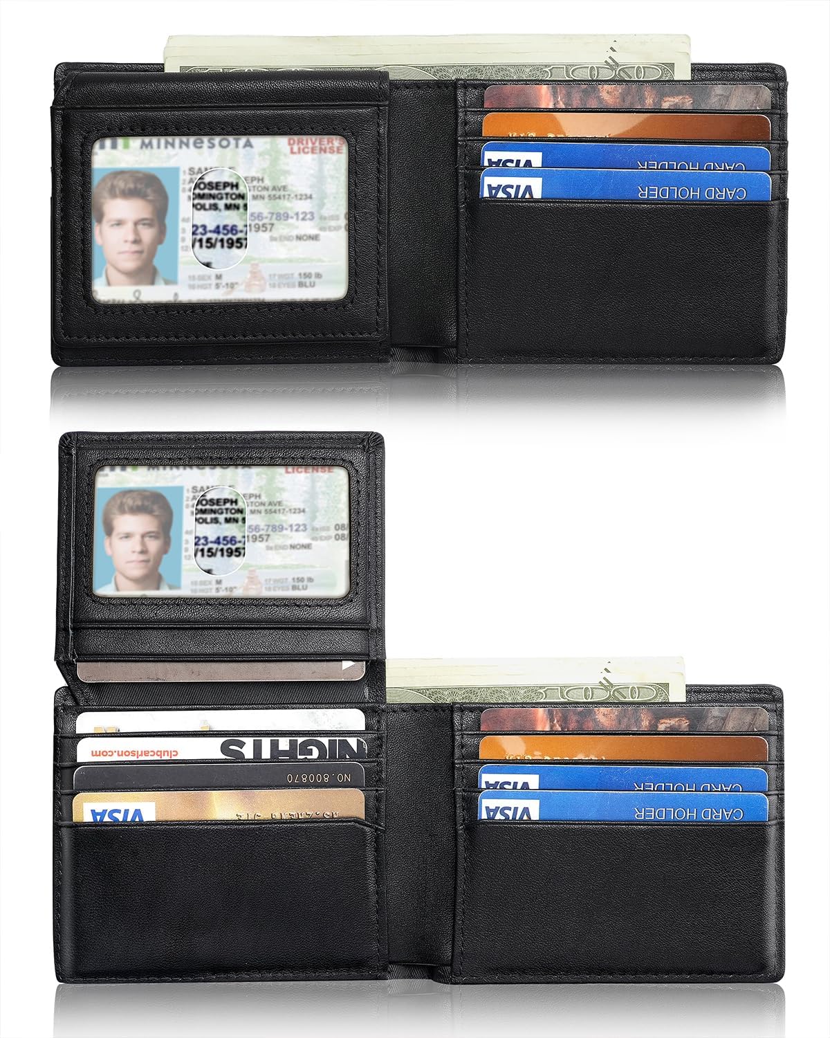Mens Wallet With AirTag Holder, Bifold Leather RFID Blocking 1-2 ID Windows 12-13 Card Holders, Gift Box and Screen Protector Included, AirTag Not Included