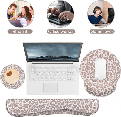Ergonomic Mouse Pad with Wrist Rest and Keyboard Wrist Rest, Memory Foam Wrist Rest for Computer Keyboard, Easy Typing, Pain Relief, Mouse Pad Wrist Support for Gaming,Office, Laptop, Black Flower