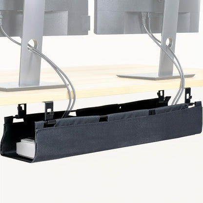 VIVO Screw-on Under Desk 16 inch Fabric Cable Management Tray, Wire Concealer, Power Strip Storage, Workspace Organization, Easy Fold Down Access, Black, DESK-AC16F-S