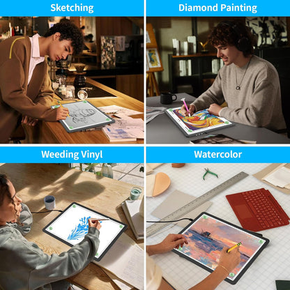 Phylosal Magnetic A3 Light Pad with Bag, Super Bright Light Box with Side Button, Diamond Art Light Board, Lightbox for Tracing and Drawing, USB Power Light Table for Sketching, Weeding Vinyl (White)