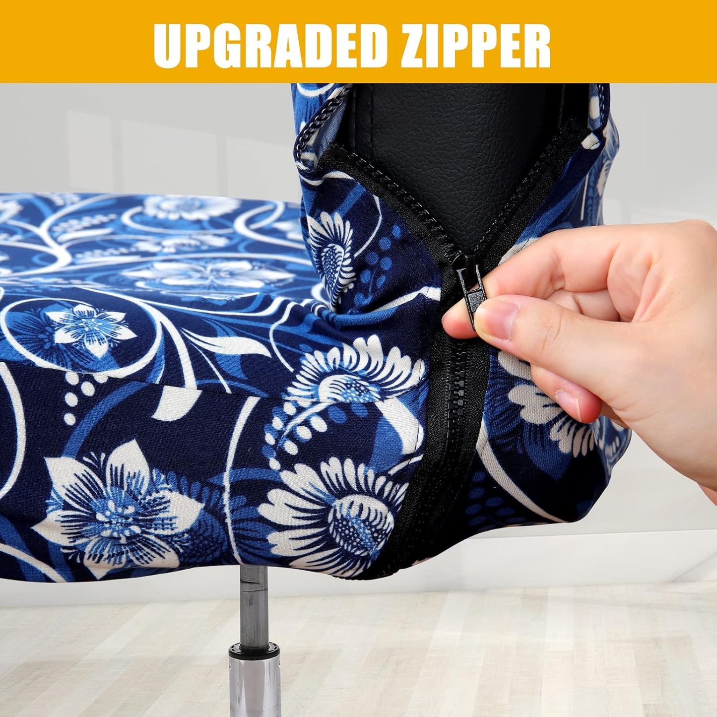 Smiry Stretch Printed Office Chair Armrest Covers, 2 Pcs Soft Fit Removable Washable Computer Desk Chair Arm Covers Protector, Black