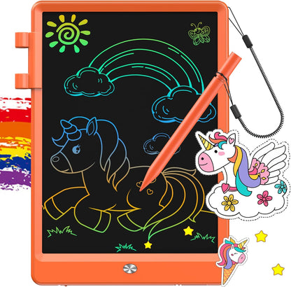 FLUESTON LCD Writing Tablet for Kids, 10 Inch Doodle Board, Colorful Drawing Pad for Toddler, Educational Travel Toy Gifts for 3-8 Year Old Girls Boys, Erase Lock Writing Board - Pink