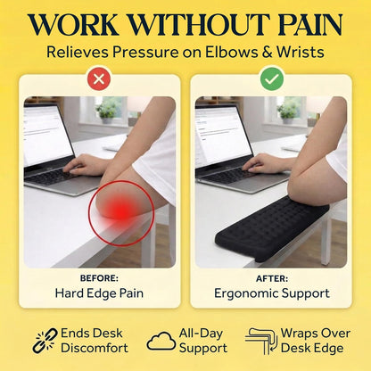 WESTERN COMFORT L-Shaped Desk Edge Cushions (2 Pack) for Elbow & Wrist Relief – Ergonomic Non-Slip Memory Foam Office Desk Arm Rest Pad for Gaming & Work Comfort – Breathable Lycra with Massage Dots