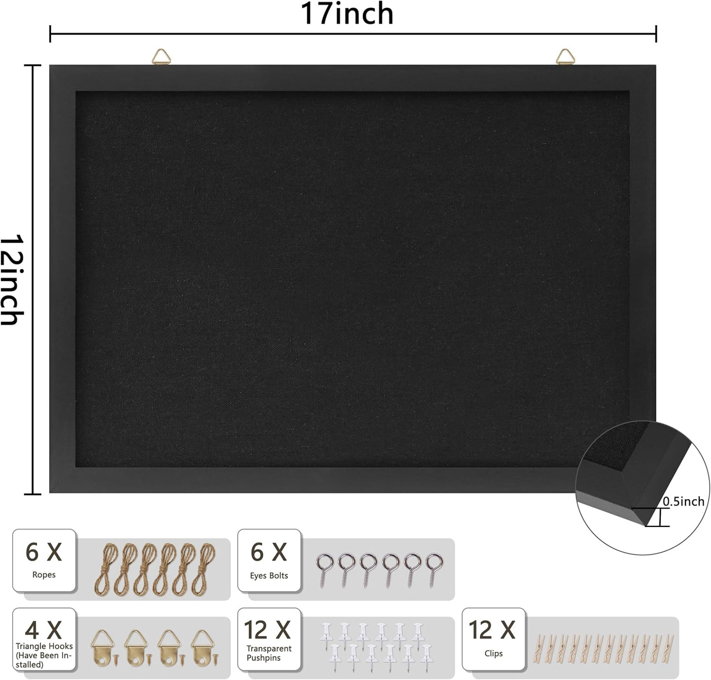 DAHAPYBOO Cork Board with Linen White,Bulletin Board 17"x12" Hanging Corkboards for Office Home School Message Board or Vision Board Decoration.
