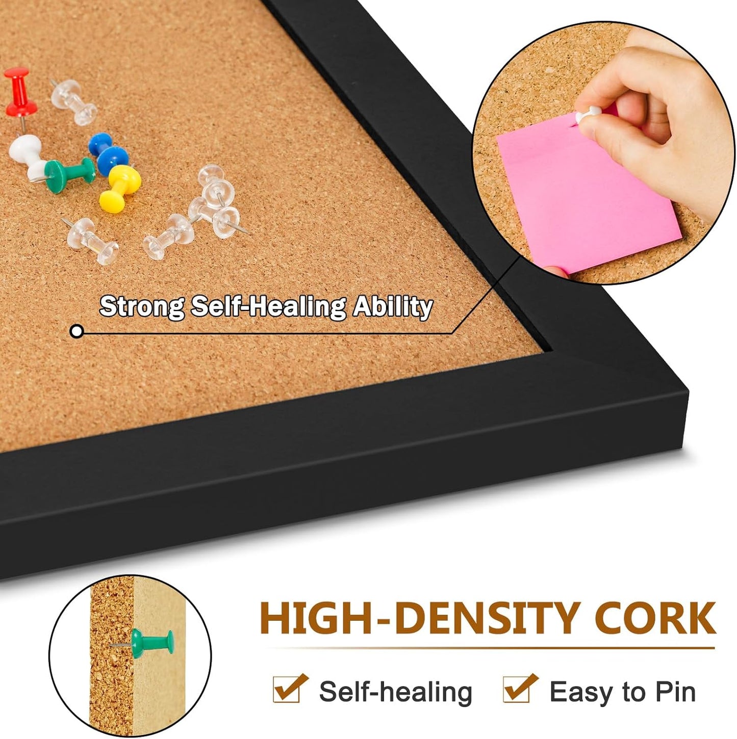 DOLLAR BOSS Bulletin Boards with Linen 1-Pack 16''X 12'' Double-Sided Cork Board for Walls Wood Framed Bulletin Boards, Small Pin Board for Home Kitchen Office Decorative Hanging 10 Pushpins