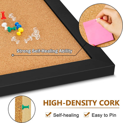 DOLLAR BOSS Bulletin Boards with Linen 1-Pack 16''X 12'' Double-Sided Cork Board for Walls Wood Framed Bulletin Boards, Small Pin Board for Home Kitchen Office Decorative Hanging 10 Pushpins