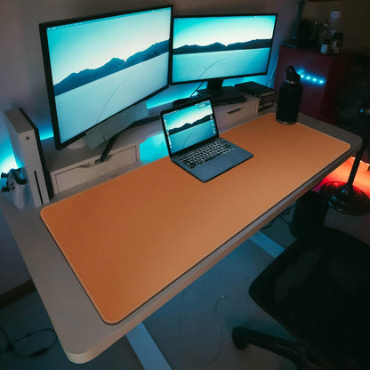 Vyaaa PU Leather & Cork Desk Mat, 39.4"x15.7" Dual Sided Computer Desk mat, Waterproof Large Mouse Pad, Non-Slip Office Desk pad, Office Desk Protector for Work/Gaming/Home (Black)