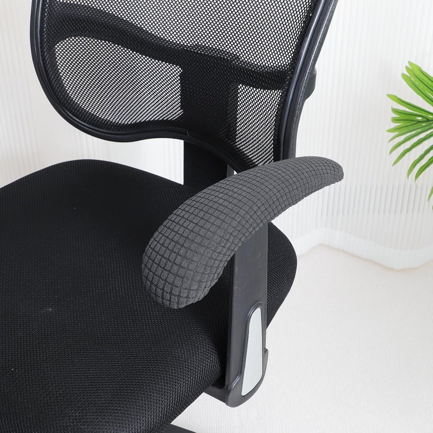 FORCHEER Office Chair Armrest Covers 12-15 Inch Velvet Elastic Black Arm Rest Covers for Desk Computer Chairs Washable
