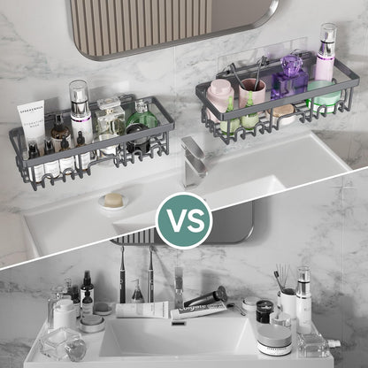 Veken Shower Caddy 6-Pack, Advanced Rustproof Design, No Drilling Adhesive Shelves, Rack with Soap Holder, Large Capacity Bathroom Organizers and Storage, Wall-Mounted Kitchen & Home Decor