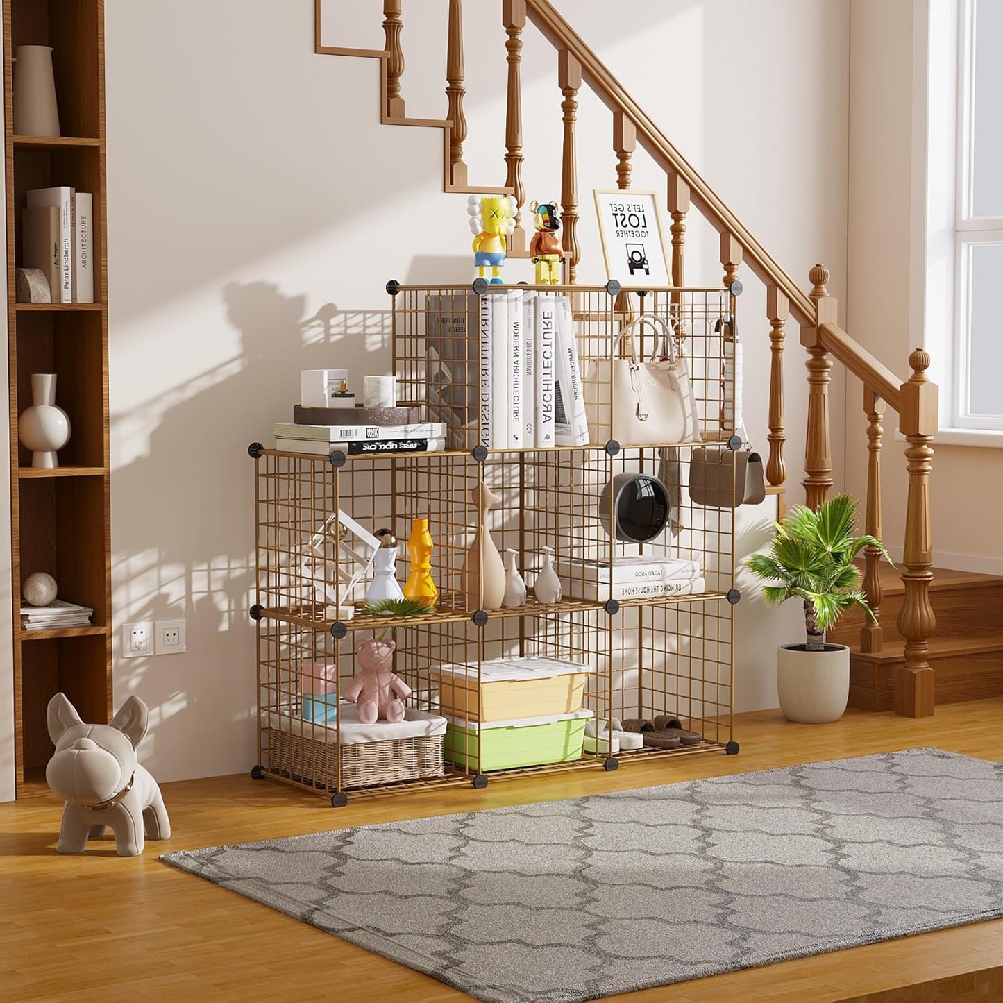 C&AHOME Wire Cube Storage, 6 - Cube Organizer Metal C Grids, Modular Shelves Units, Storage Bins Shelving, Closet Organizer, Ideal for Home, Office, Living Room, 36.6”L x 12.4”W x 36.6”H Black