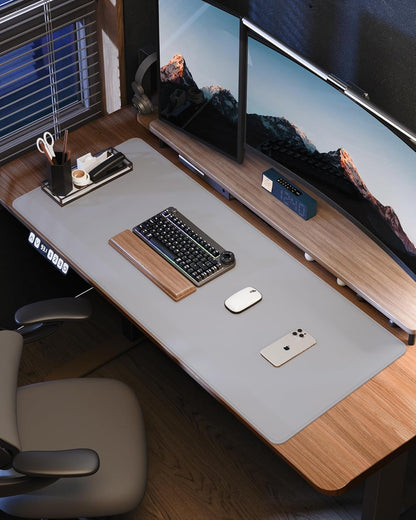 AFIING Desk Pad Protector 23.6" x 13.7" - Non-Slip Waterproof PU Leather Desk Mat for Mouse, Keyboard, Laptop, Office and Home Workspace (Beige)