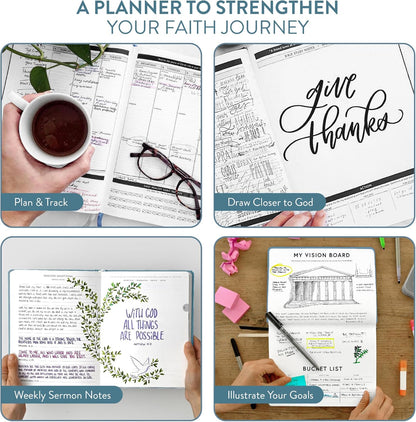 Christian Planner 2026 Daily Planner - Faith Based Monthly and Weekly Planner, Vision Board, and Habit Tracker - 2026 Calendar, Personal Organizer and Devotional Journal (Hardcover, Pine)