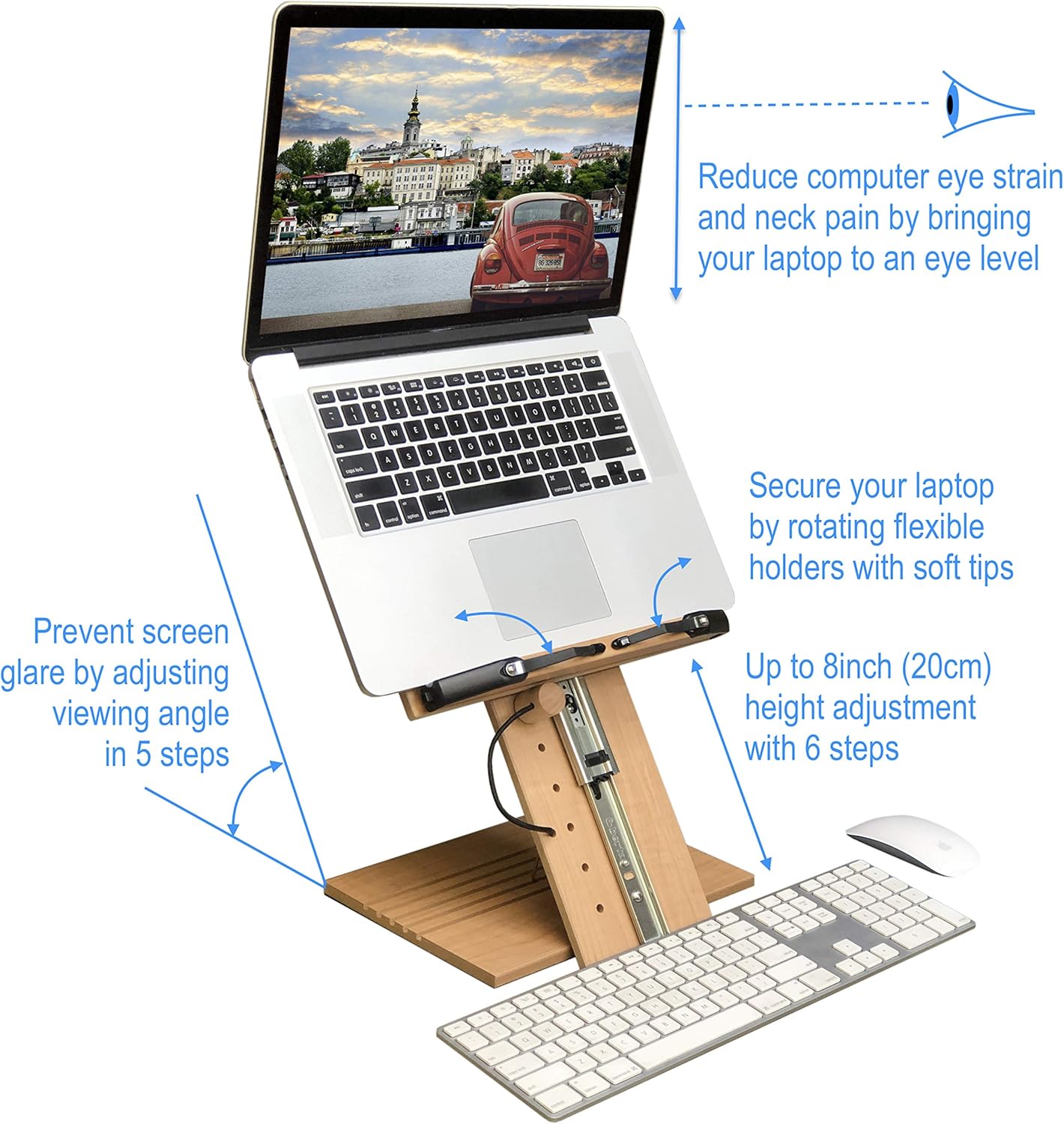BS1500PRO Large Portable Height Adjustable Foldable Eye-Level Ergonomic Bookstand Holder for Reading Hands Free Large Thick Heavy College Textbooks Tablets Neck Pain Free