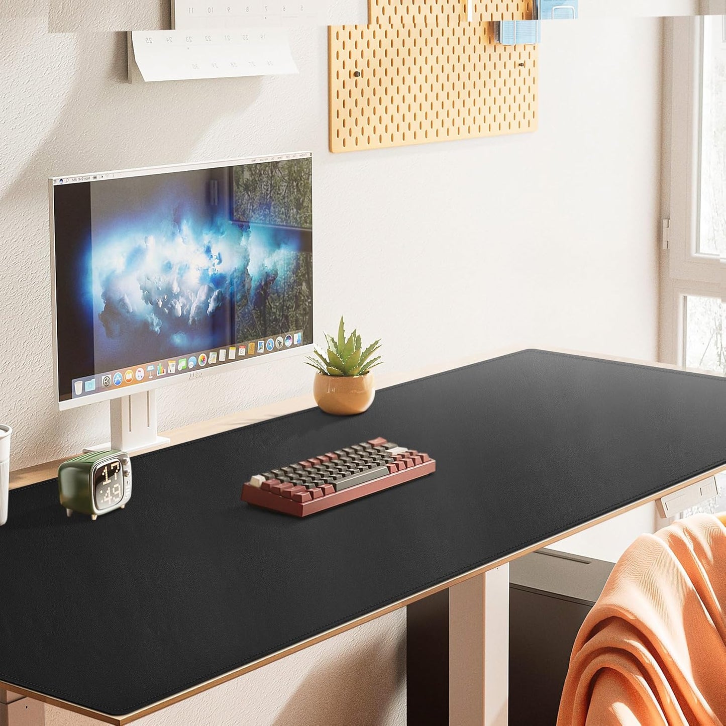 Cacoy 36" x 20" Leather Desk Mat for Home Office, Extra Large PU Leather Desk Pad Blotters, Waterproof Computer Keyboard Mat, Extended Gaming Mouse Pad, Desk Protector for Desktop and PC Laptop, Black