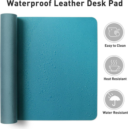Aothia Leather Desk Pad Protector, Mouse Pad, Office Desk Mat, Non-Slip PU Leather Desk Blotter, Laptop Desk Pad, Waterproof Desk Writing Pad for Office and Home (Brown,23.6" x 13.7") - Colors B