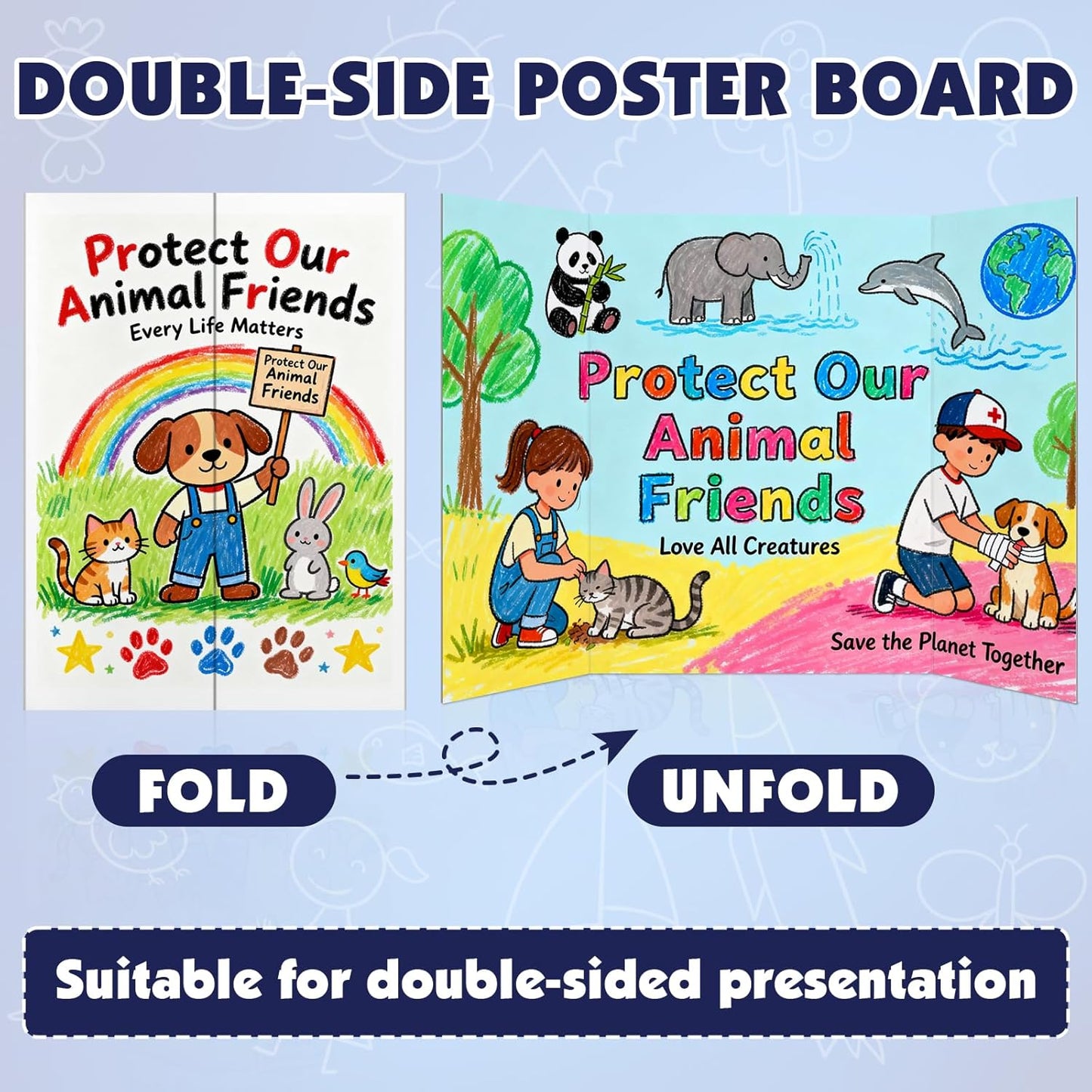 20 Pack Trifold Poster Board, 16in x 24in Corrugated Project Board, White Presentation Board, Trifold Display Board for School Project, Business Presentation, Science Fairs, Event Display