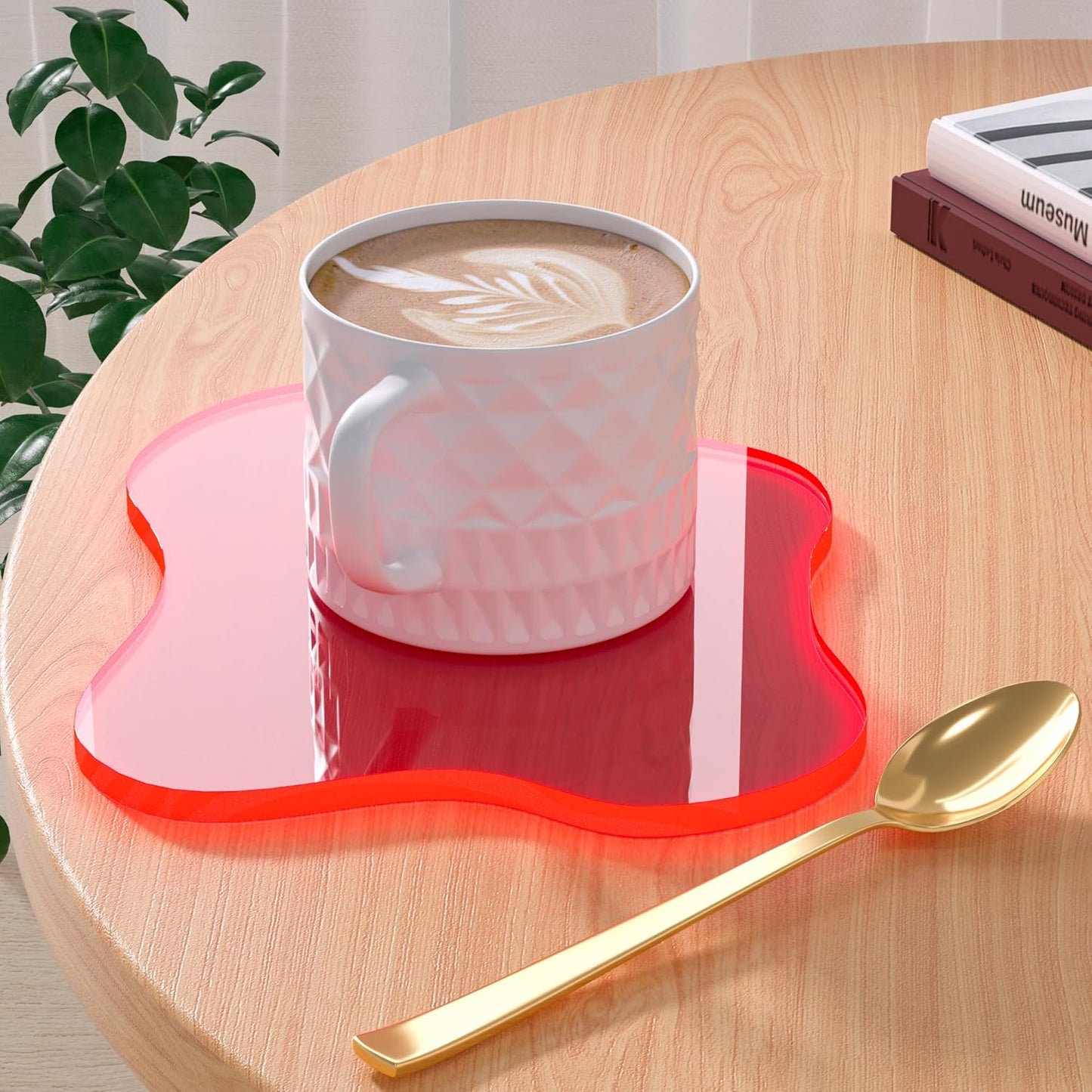 Acrylic Coaster Decorative Plates, Irregular Bar Drink Coaster, Clear Cloud Shape Coffee Cup Coaster, Perfect for Tabletop Protection and Accessories Display.(Gold)