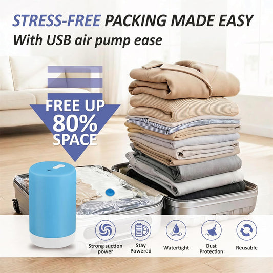 Cozy Essential Travel Vacuum Storage Bags with Rechargeable Cordless USB Pump, Space Saver Bags for Luggage, Suitcase, Carry-On, for Clothes, Blankets, Bedding & Seasonal Storage,15 Combo