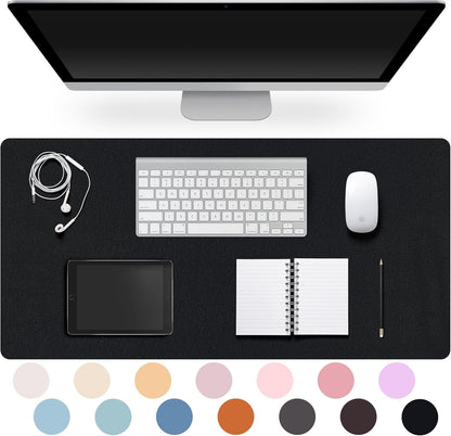 Leather Desk Pad Protector,Non-Slip Desk Pad,on-Slip PU Leather Large Mouse Pad,Easy Clean Desk Protecor Mat,Writing Pad for Office Work/Home/Decor(Black, 23.6" x 13.7")