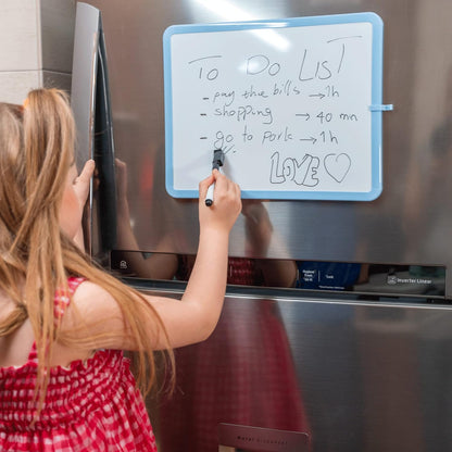 Mr. Pen- Dry Erase Board, 14” x 11” with a Black Dry Erase Marker, White Frame, Small Mini White Board for Students, Fridge, Wall, Locker, Includes Double Sided Tapes