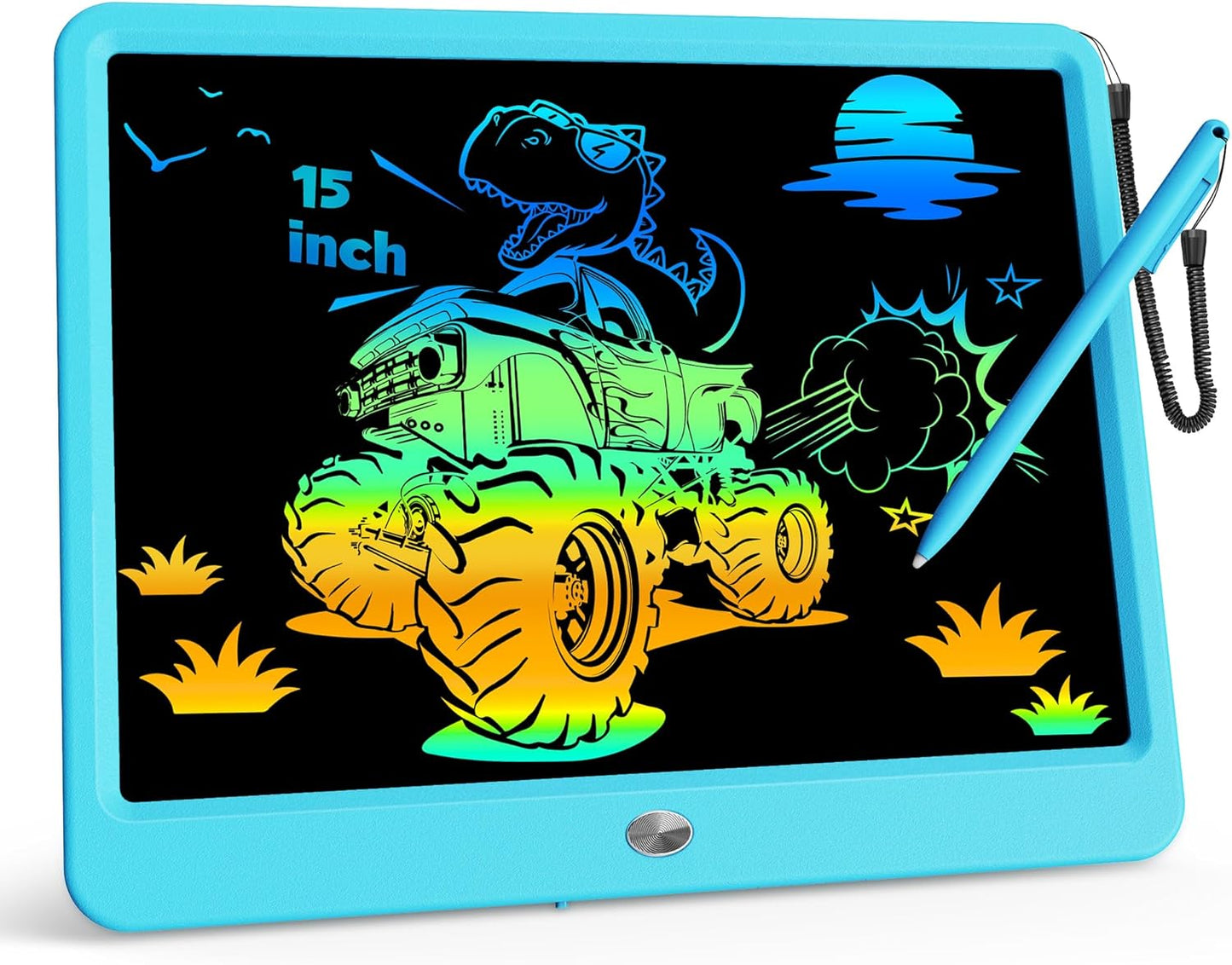KOKODI 12 Inch LCD Writing Tablet with Anti-Lost Stylus, Erasable Doodle Board Colorful Toddler Drawing Pad, Car Travel School Games Toys for 3 4 5 6 7 8 Kids, Birthday Gift for Girls Boys Adults Blue